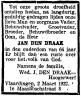 1932-03-02 overlijdensadvertentie Jan den Draak